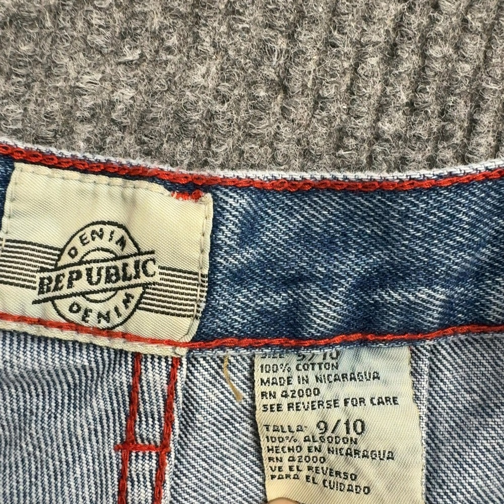 Vintage Denim Republic‎ Shorts Womens 9/10 Blue Cotton Red Contrast Stitch Mom - Picture 3 of 6